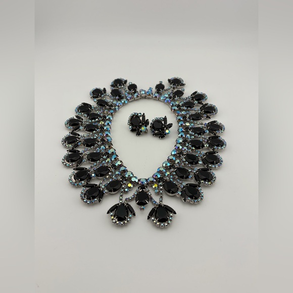 Vintage Vendome Rhinestone Statement Necklace W/Matching Earrings - Picture 4 of 9